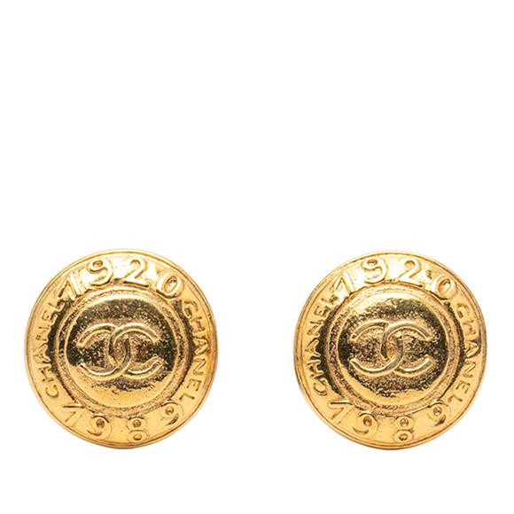 Pre-Loved Chanel CC Gold Plated Round Clip On Earrings